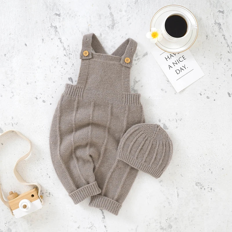 Sleeveless Knitted Baby Romper Set
